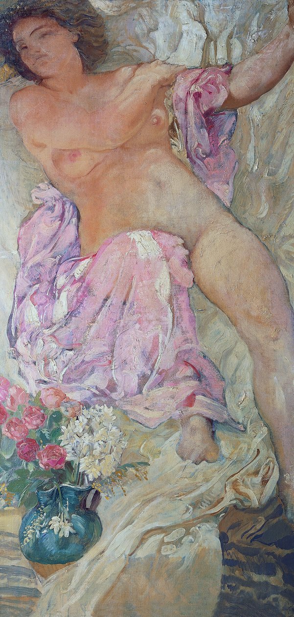 Frau mit Blumen von Adolfo de Carolis