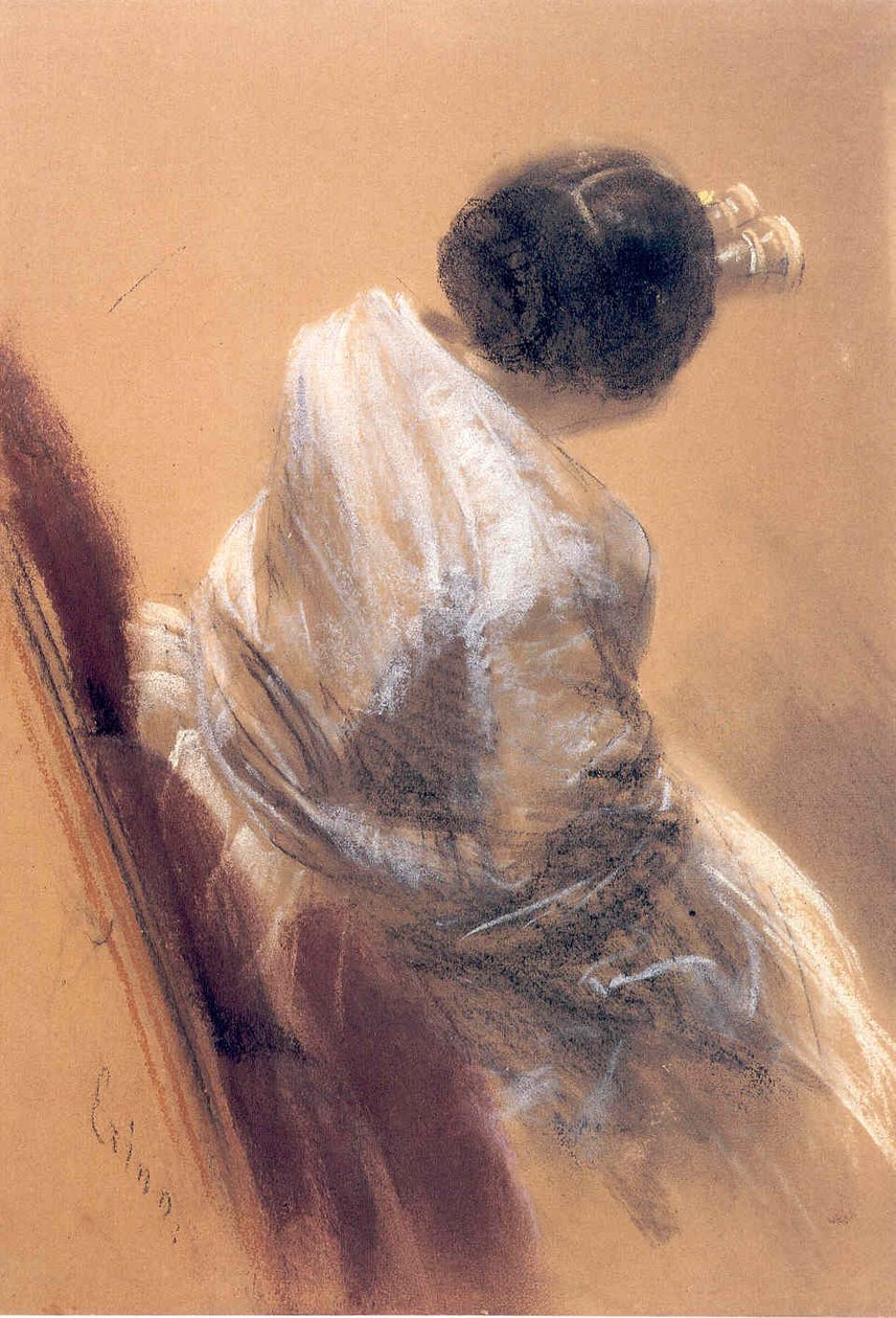 Dame mit Opernglas von Adolph Menzel