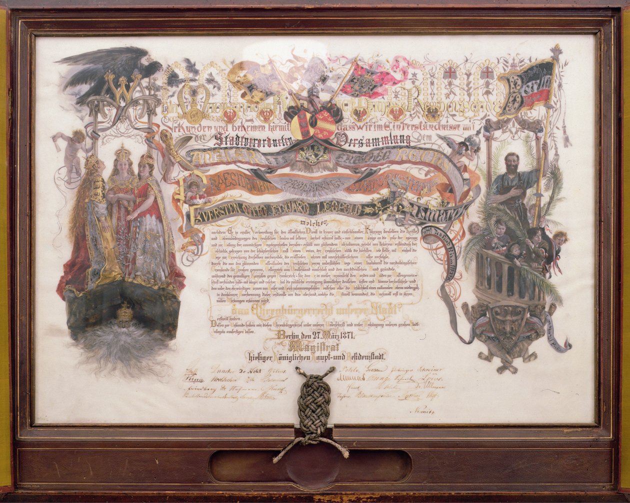 Brief zur Aufnahme eines Freien von Berlin, 27. März 1871 von Adolph Menzel