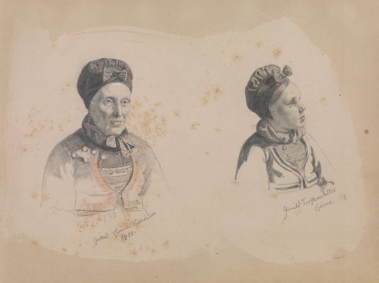 Gjertrud Skjønne und Gunhild Torstensdatter Skjønne von Adolph Tidemand