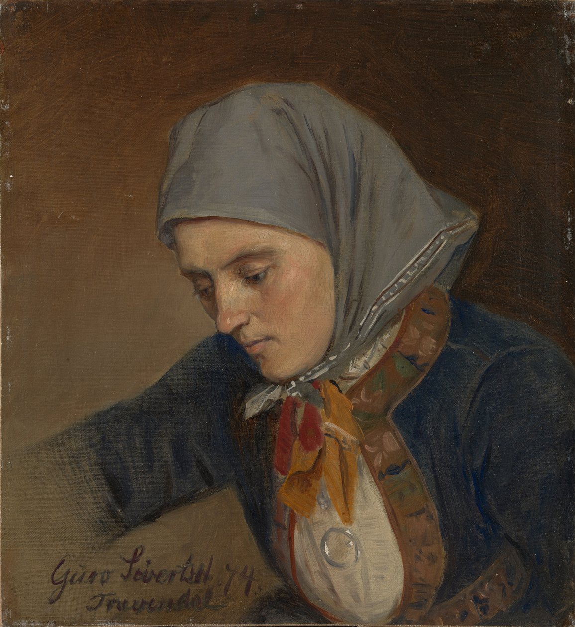 Porträt von Guro Sivertsdatter Travendal von Adolph Tidemand