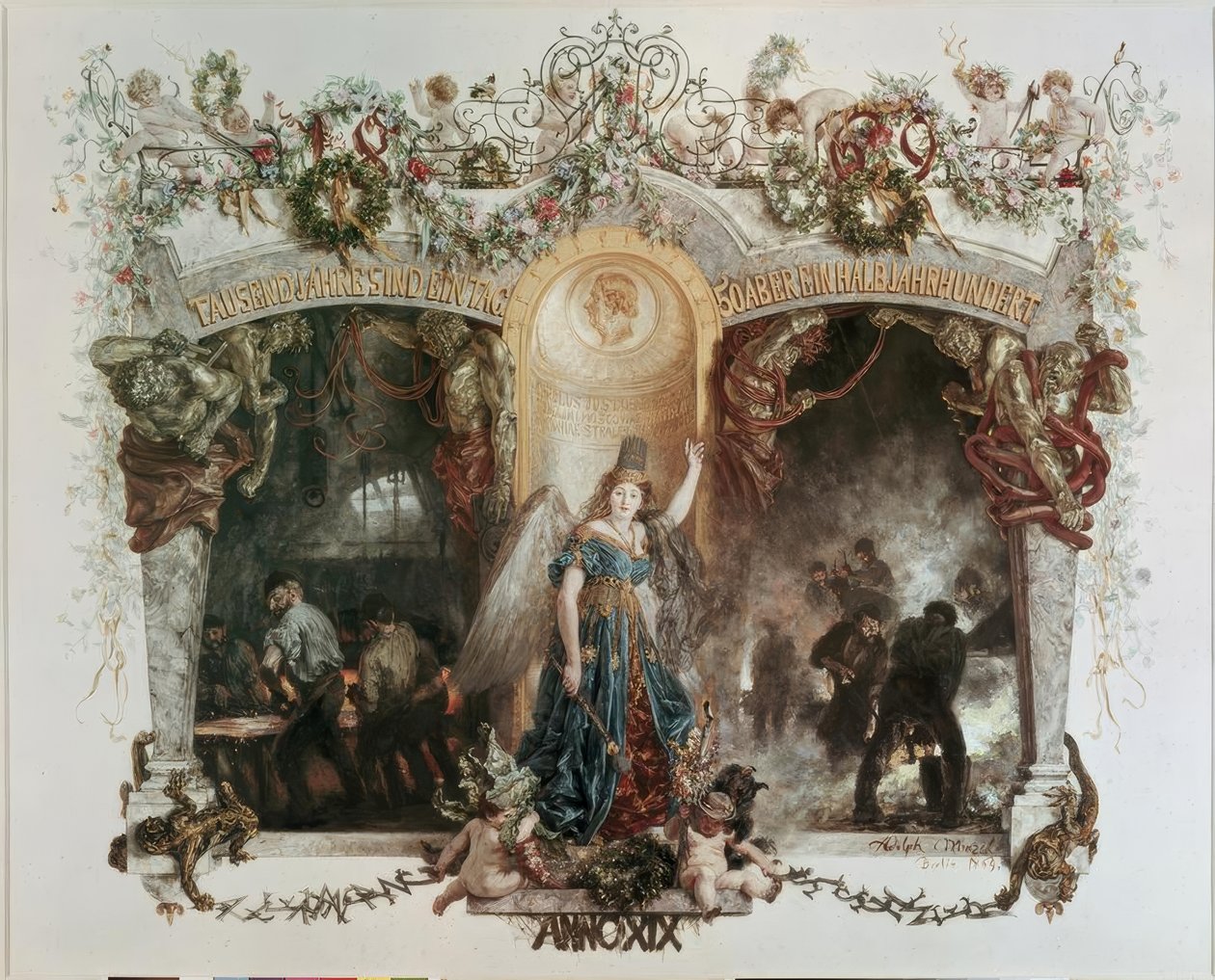 Adresse zum fünfzigjährigen Jubiläum der Firma Heckmann von Adolph Menzel