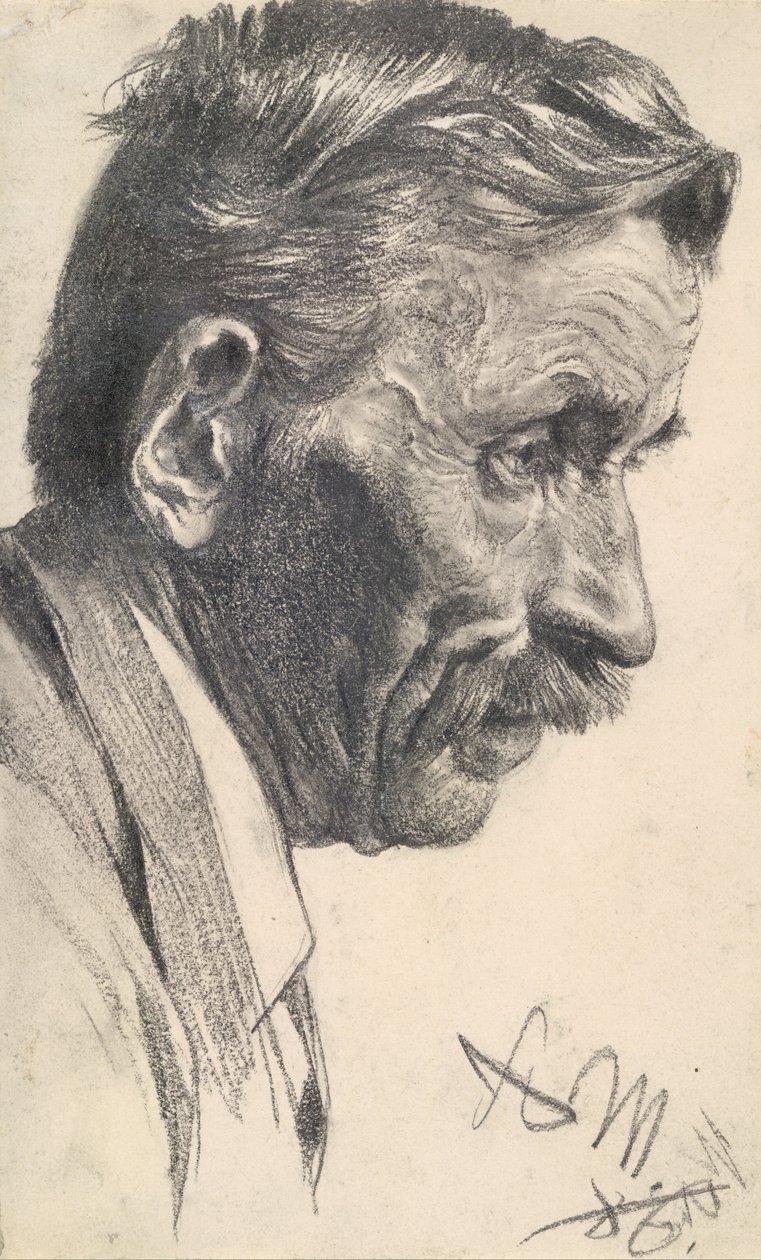Ein Männerkopf von Adolph Menzel