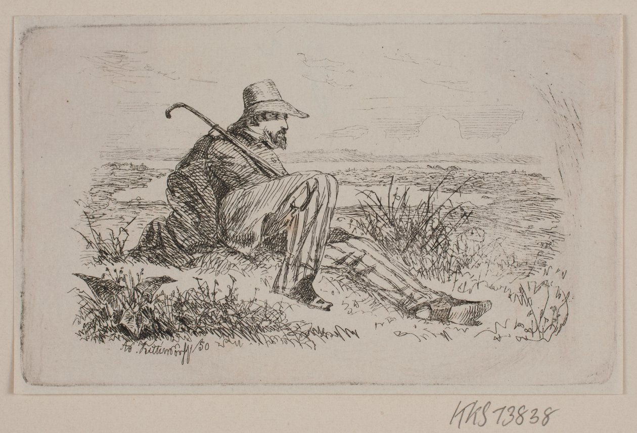 Ein sitzender Wanderer von Johan Adolph Kittendorff