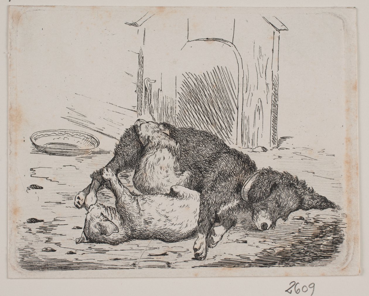 Hund mit Welpe von Johan Adolph Kittendorff