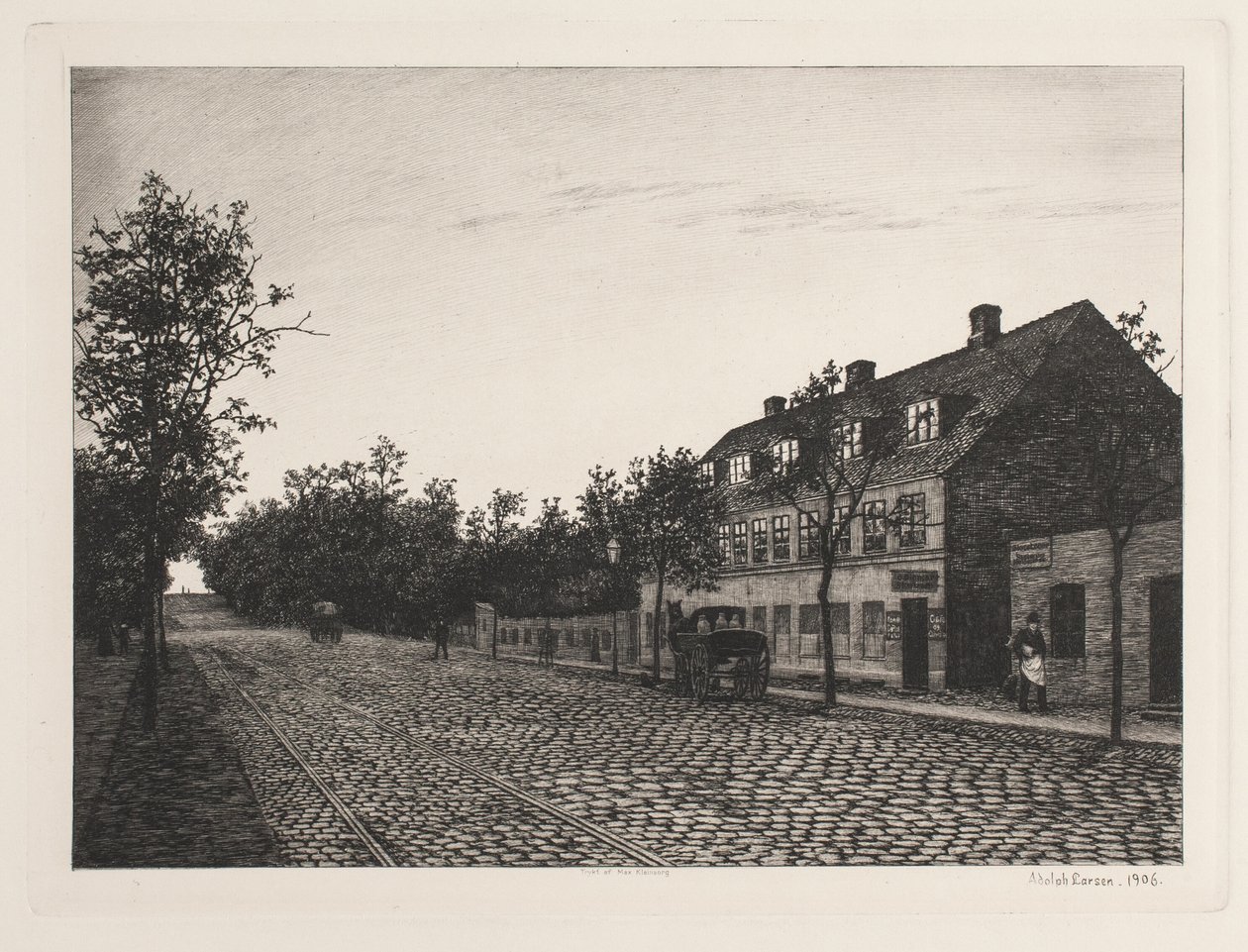 Straßenszene am Stadtrand von Kopenhagen von Adolph Larsen