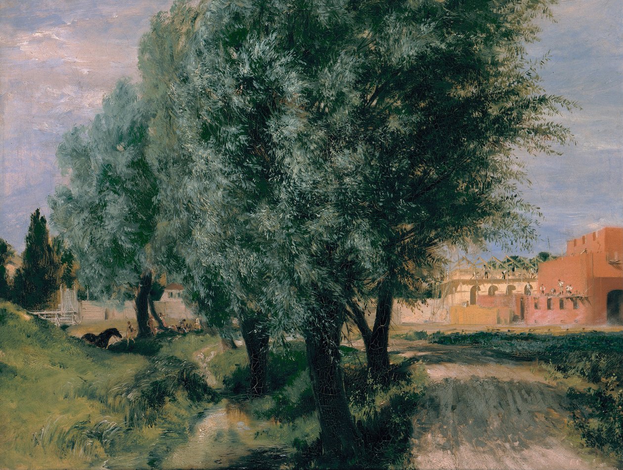 Baustelle mit Weiden, 1846 von Adolph Menzel