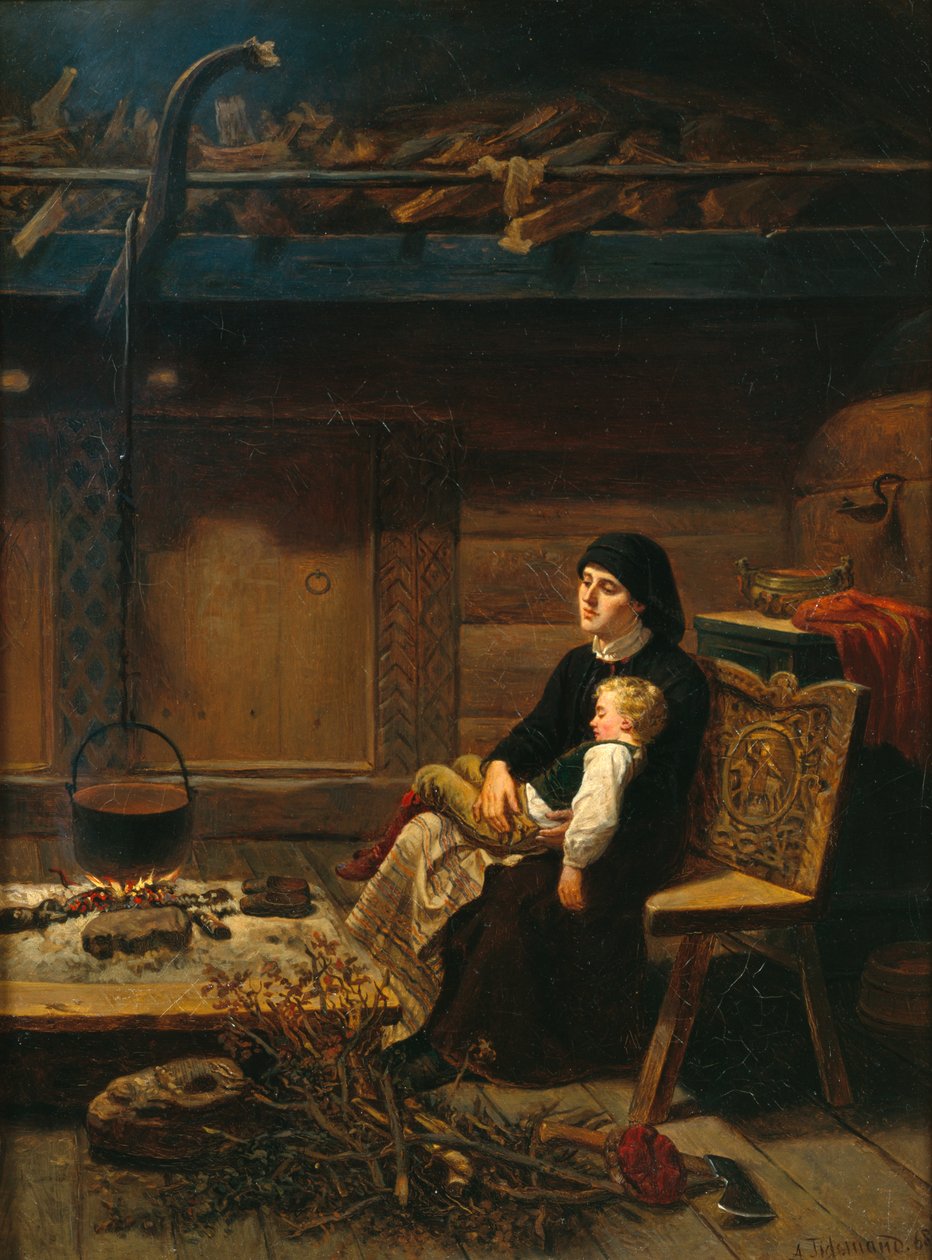 Die Witwe und ihr Sohn von Adolph Tidemand