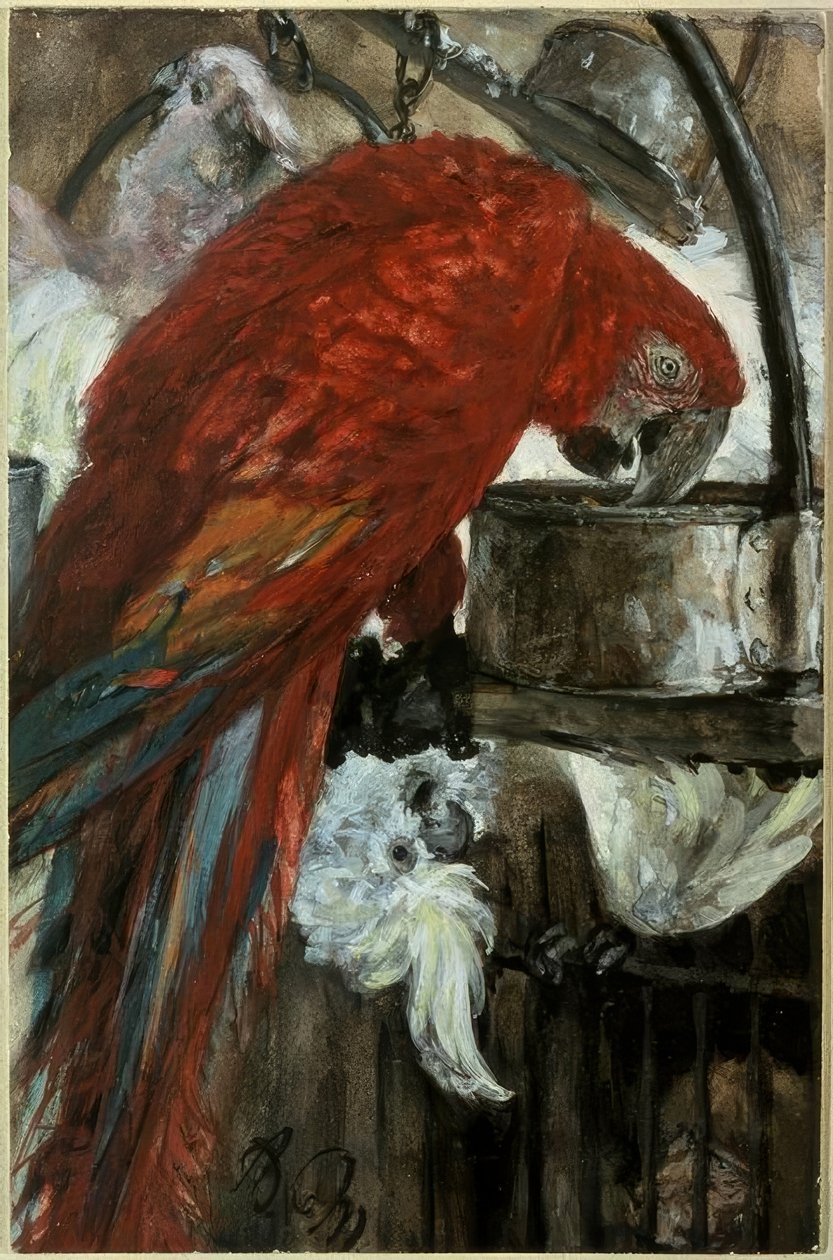 Ara und Kakadu von Adolph Menzel