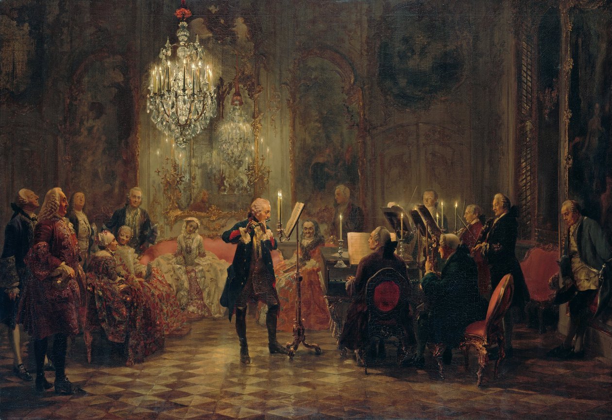 Flötenkonzert Friedrichs des Großen in Sanssouci von Adolph Menzel