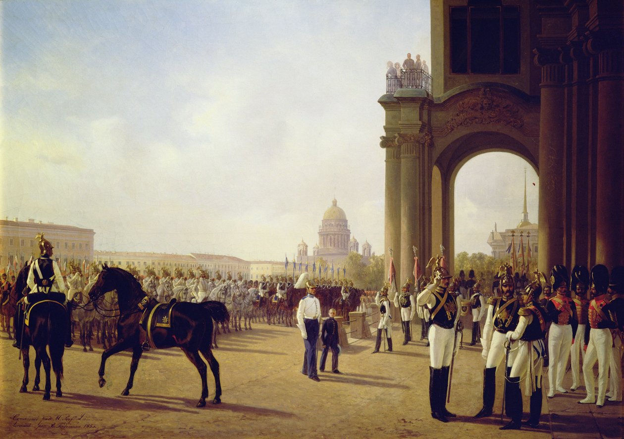 Parade auf dem Palastplatz in St. Petersburg von Adolphe Ladurner
