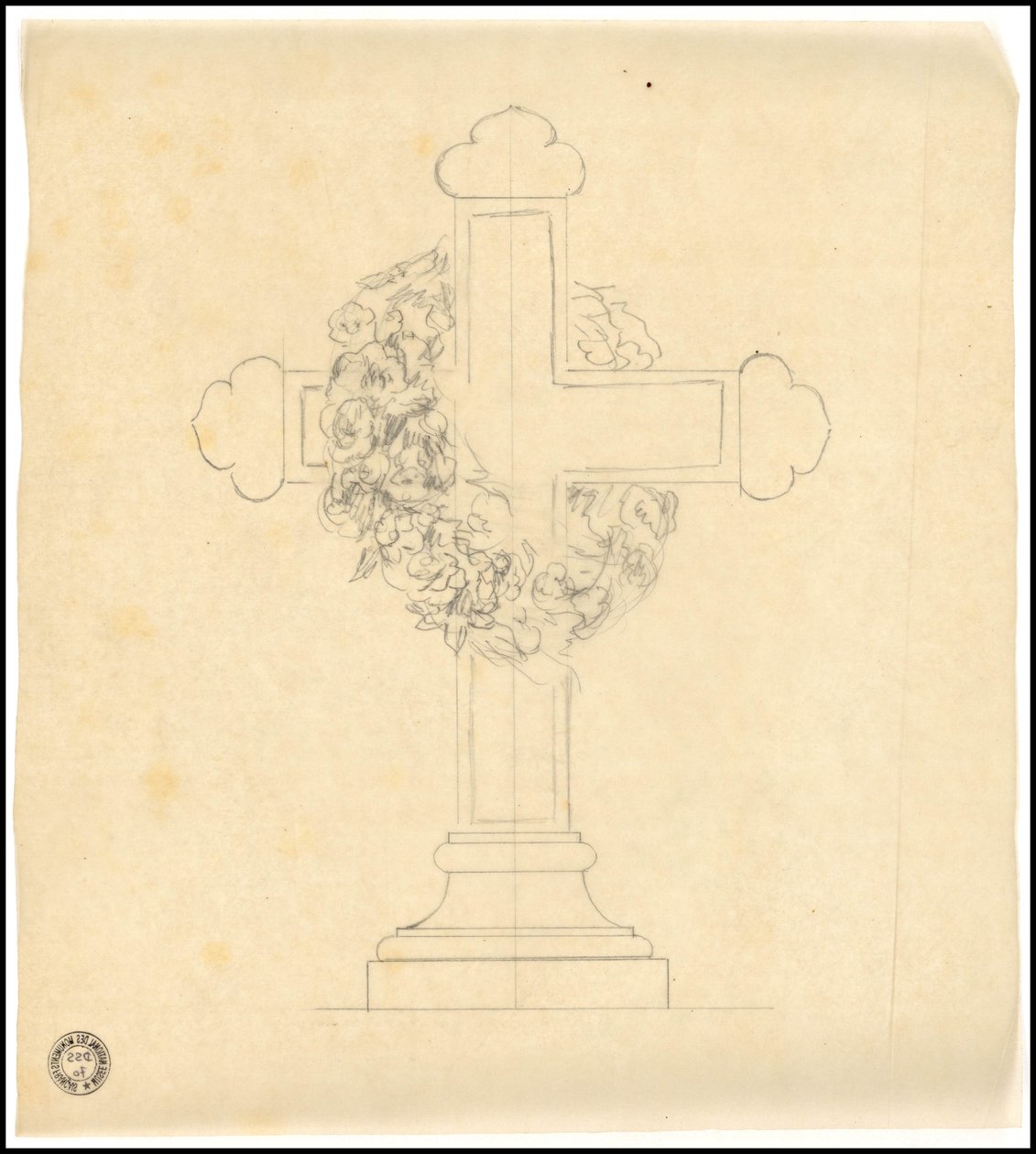Skizze eines Grabmals für die Familie Karakehia auf dem Friedhof Père Lachaise in Paris von Adolphe Victor Geoffroy Dechaume
