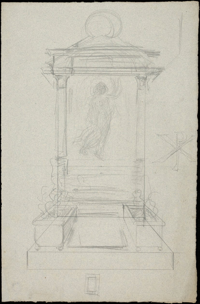Skizze eines Grabmals für die Familie Karakehia auf dem Friedhof Père Lachaise in Paris von Adolphe Victor Geoffroy Dechaume
