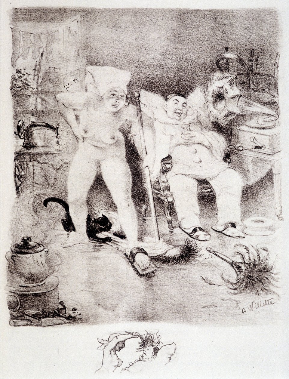 Faulheit - Zeichnung von Willette von Adolphe Leon Willette