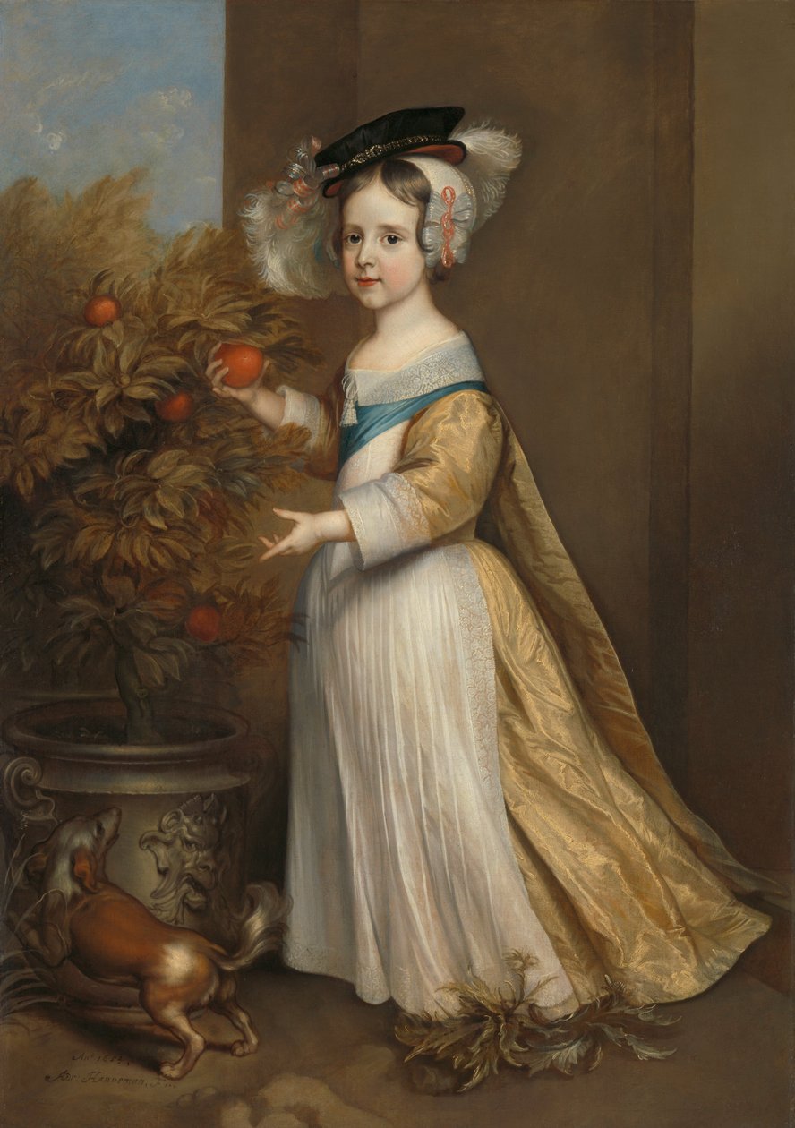 Porträt von Wilhelm III., Prinz von Oranien, im Alter von vier Jahren von Adriaen Hanneman