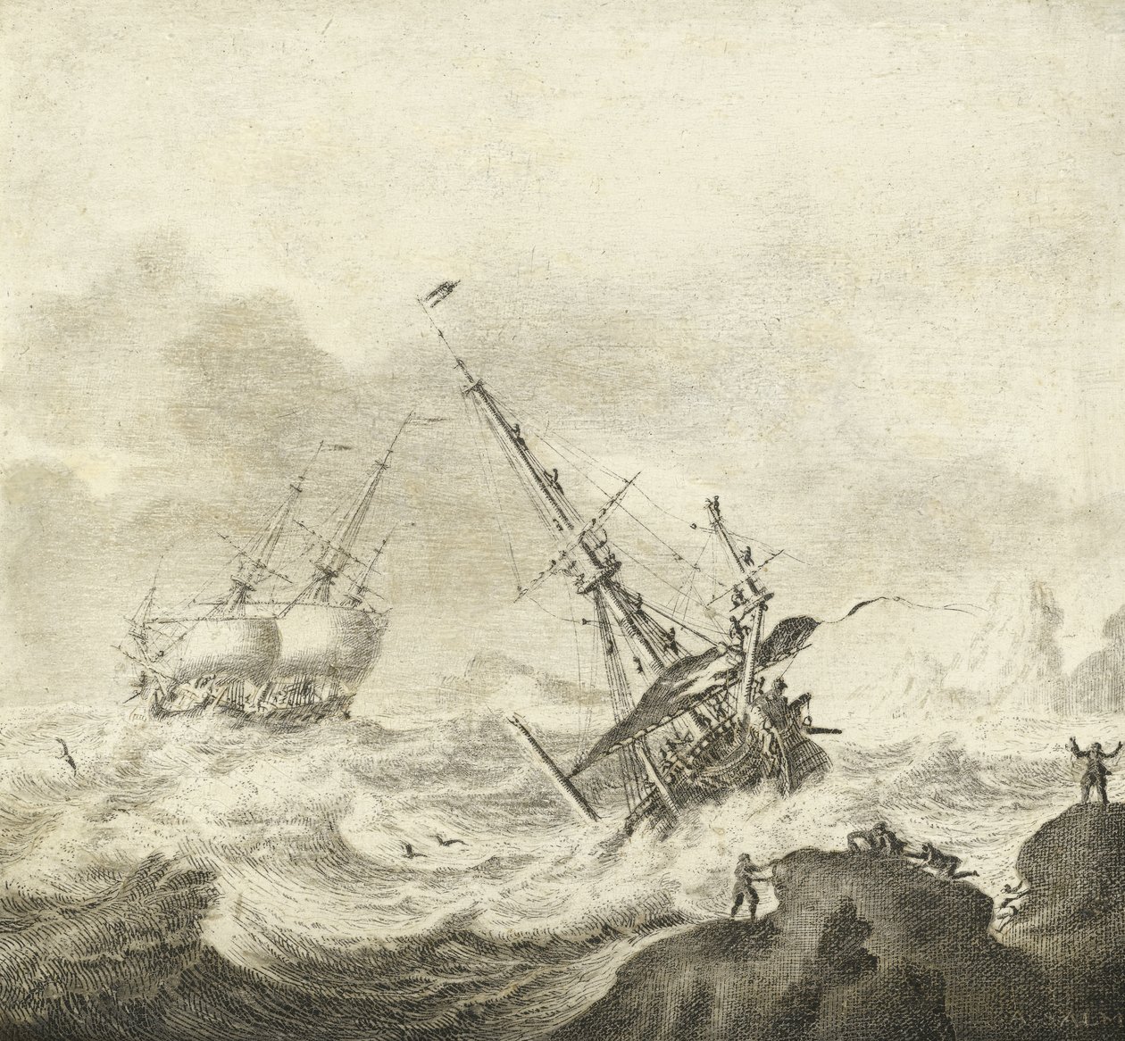Schiffe auf stürmischer See von Adriaen van Salm