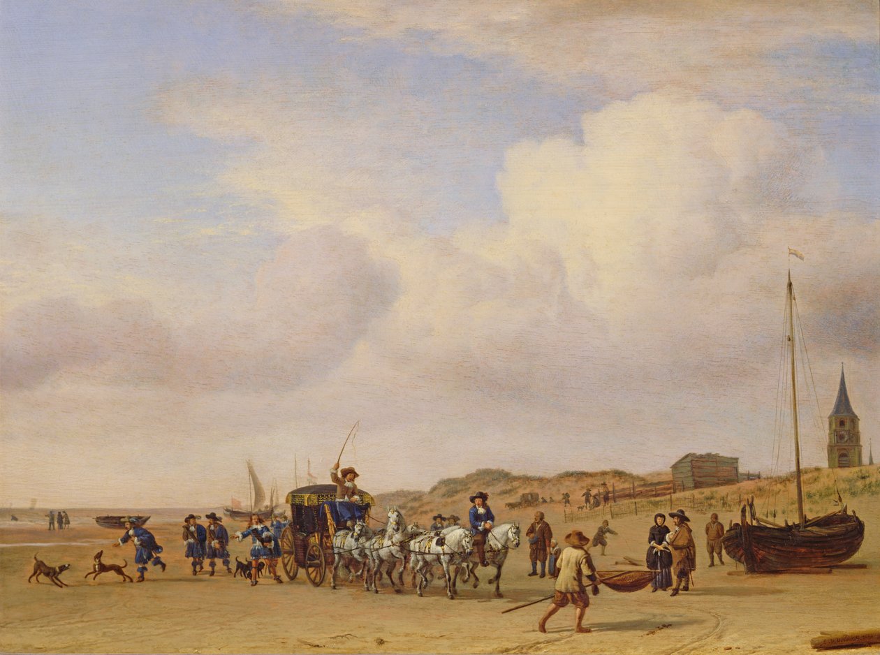 Edler Wagen am Strand von Scheveningen, 1660 von Adriaen van de Velde