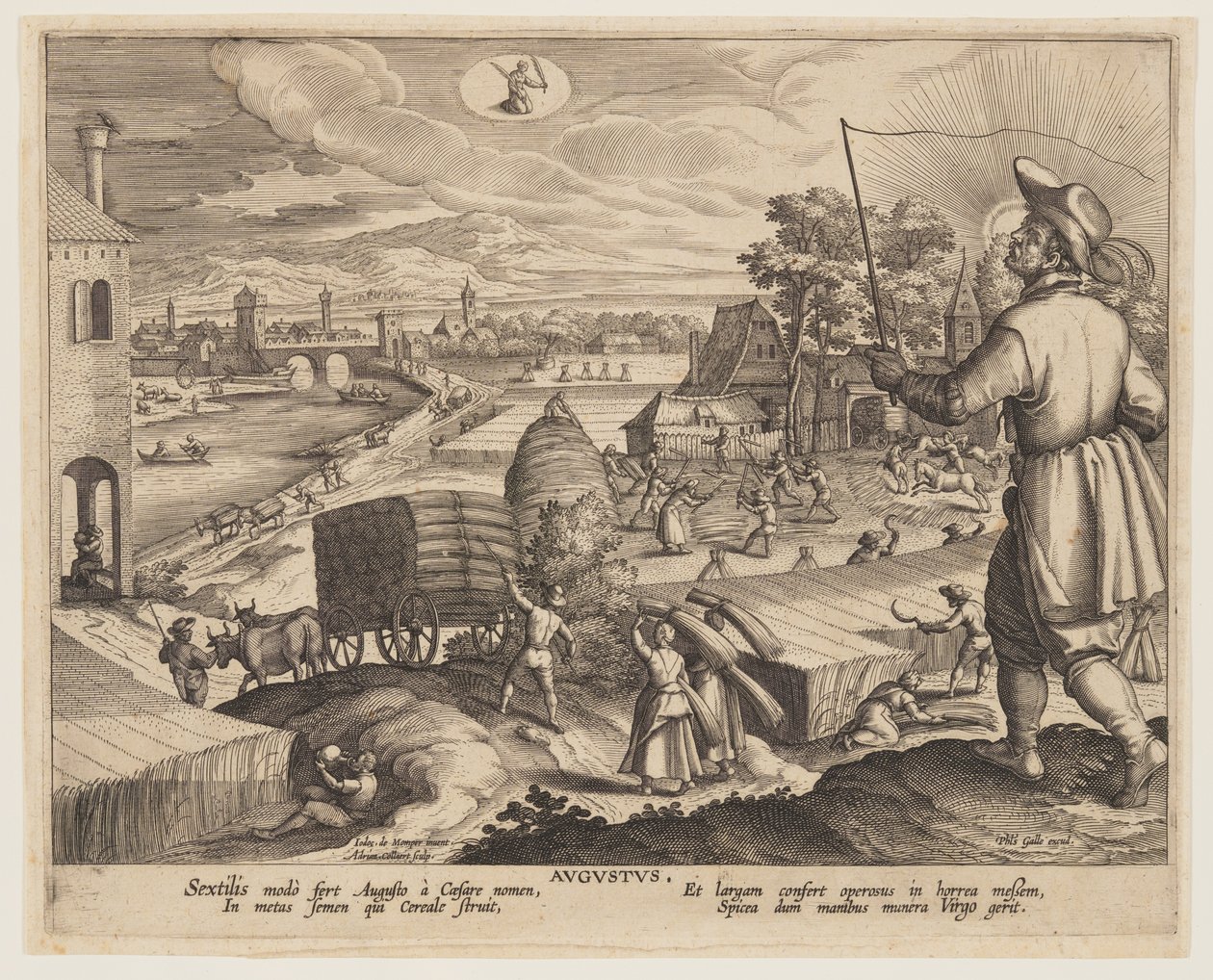 August, aus Zwölf Monate von Adriaen Collaert