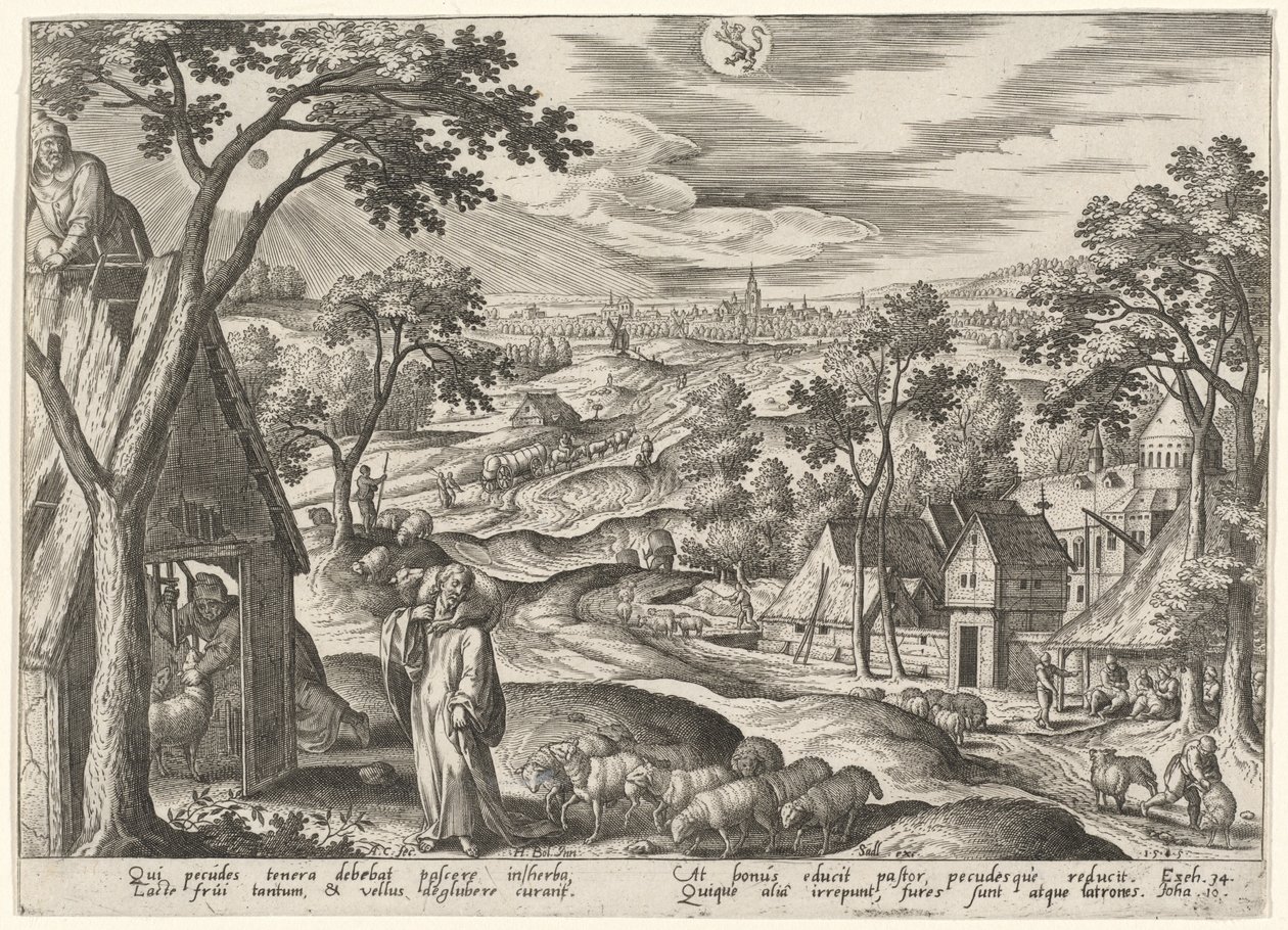 Der gute Hirte von Adriaen Collaert after Hans Bol