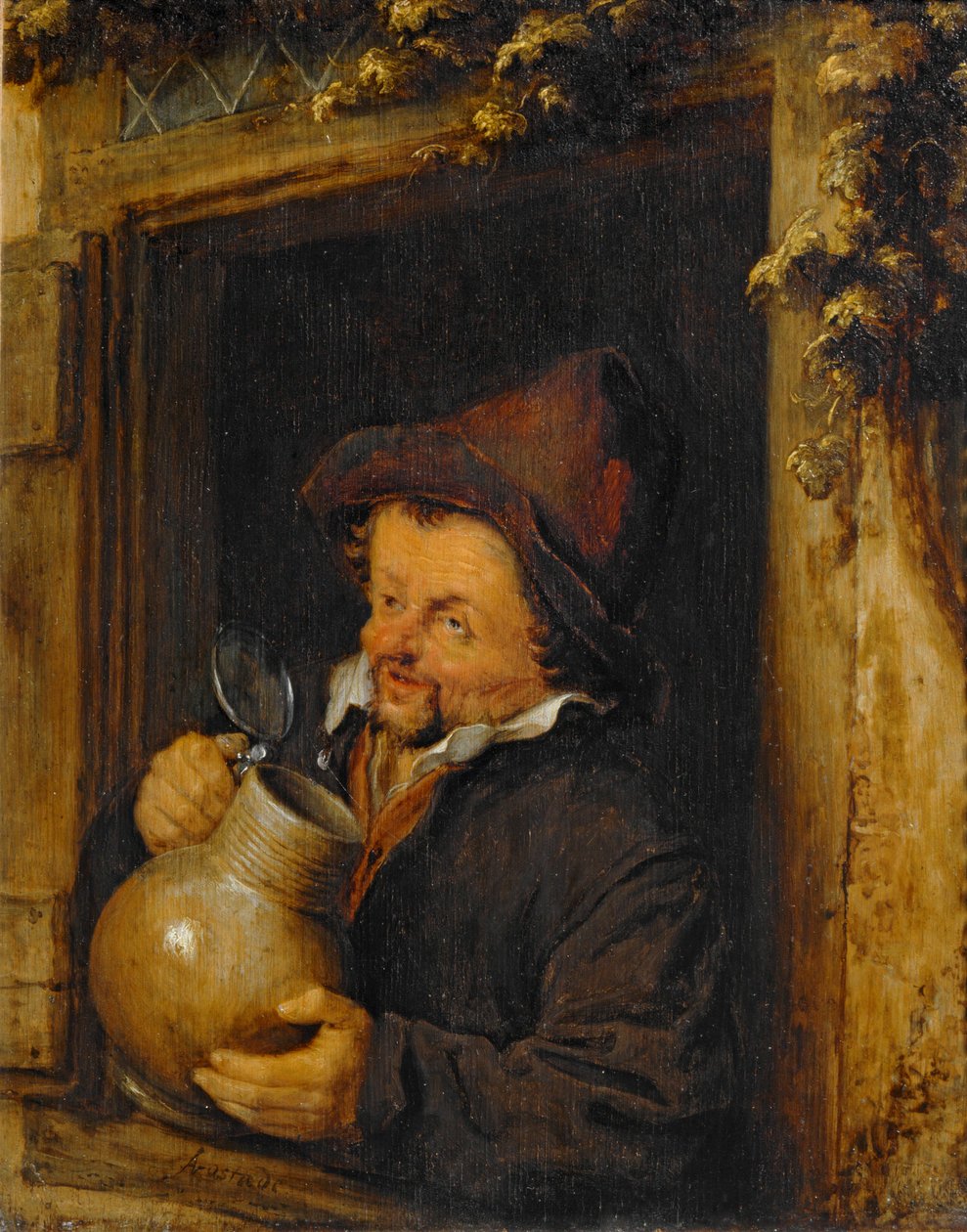 Der Trinker am Fenster von Adriaen Jansz. van Ostade