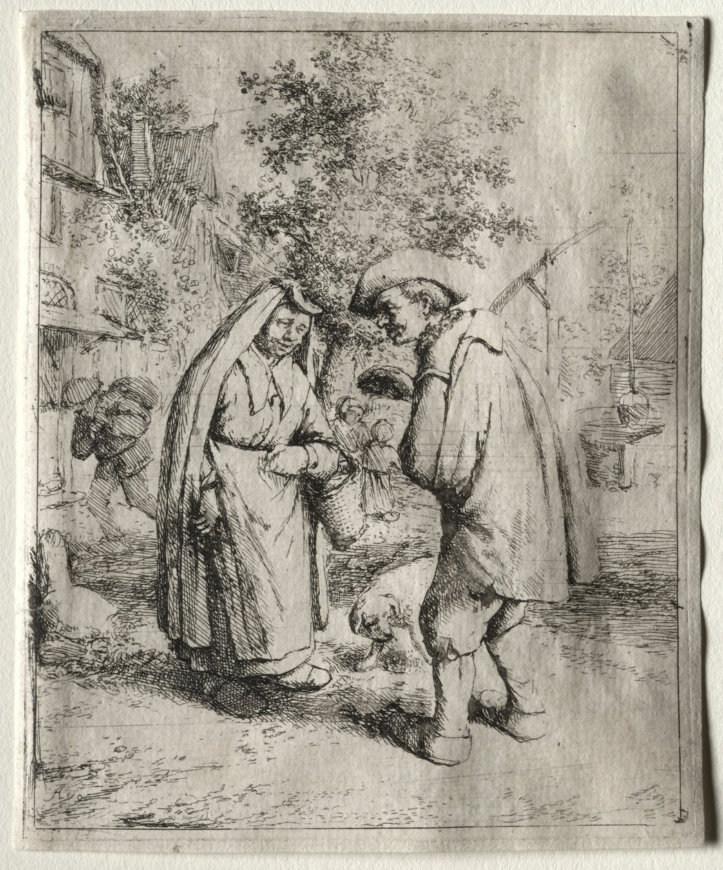 Mann im Gespräch mit einer Frau von Adriaen Jansz. van Ostade