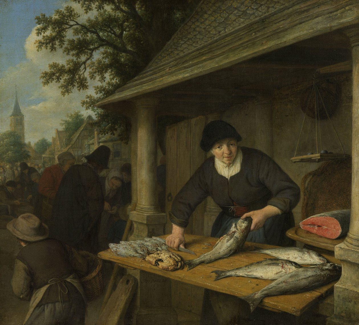 Die Fischverkäuferin von Adriaen Jansz. van Ostade