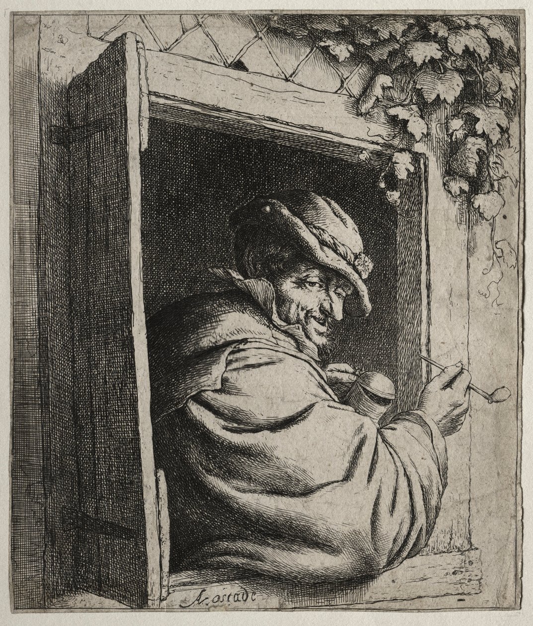 Der Raucher am Fenster von Adriaen Jansz. van Ostade