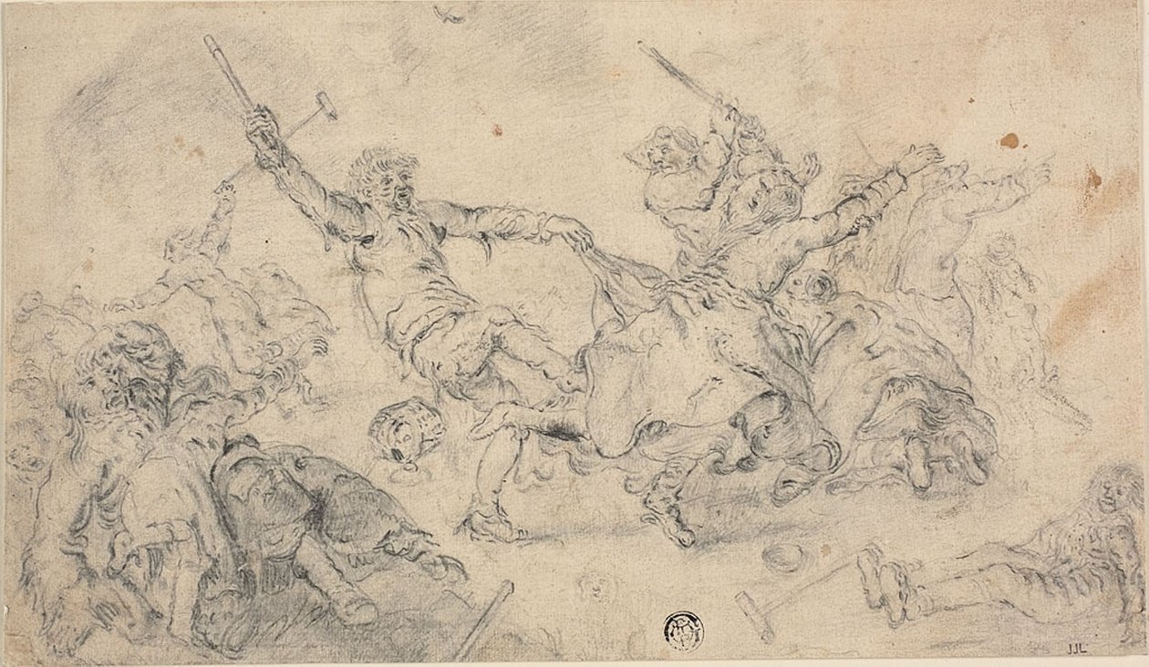Bauern in einer Schlägerei von Adriaen Pietersz. van de Venne