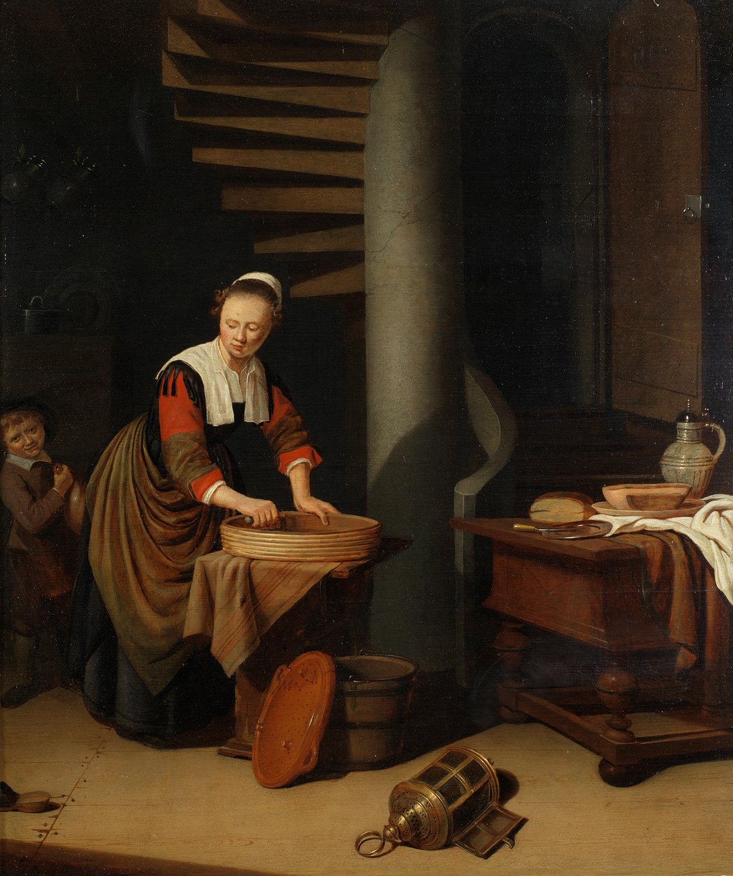 Eine Küchenmagd beim Bügeln von Adriaen van Gaesbeeck