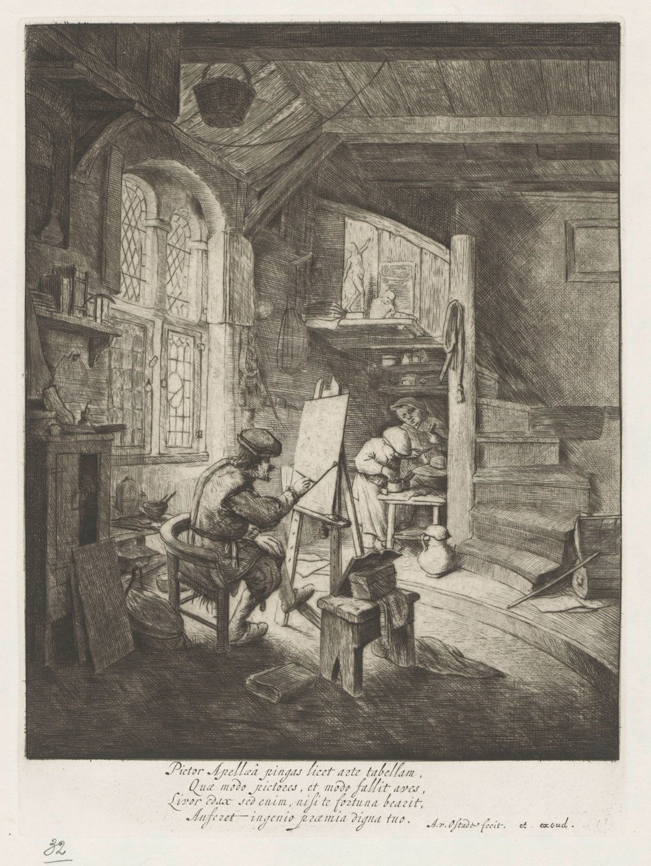Maler in seinem Atelier von Adriaen van Ostade