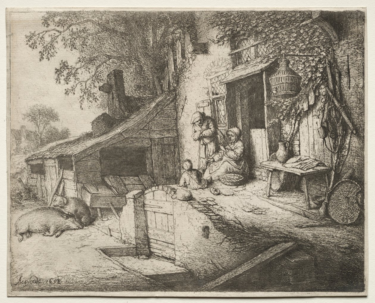 Die Frau beim Spinnen von Adriaen van Ostade