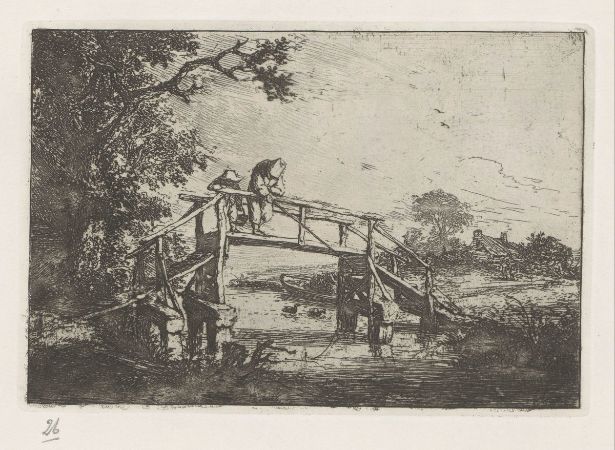 Zwei Fischer auf einer Brücke von Adriaen van Ostade