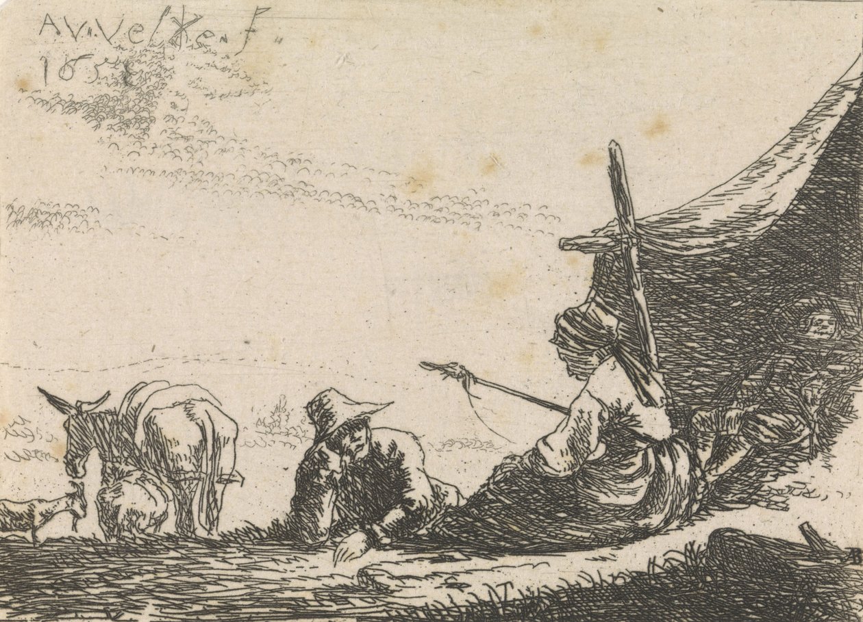 Figuren bei einem Zelt, 1653 von Adriaen van de Velde