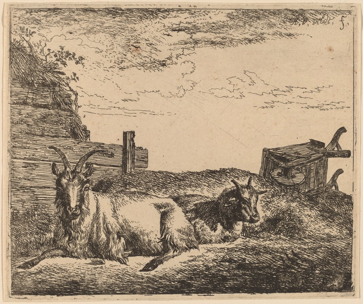 Liegende Ziegen von Adriaen van de Velde