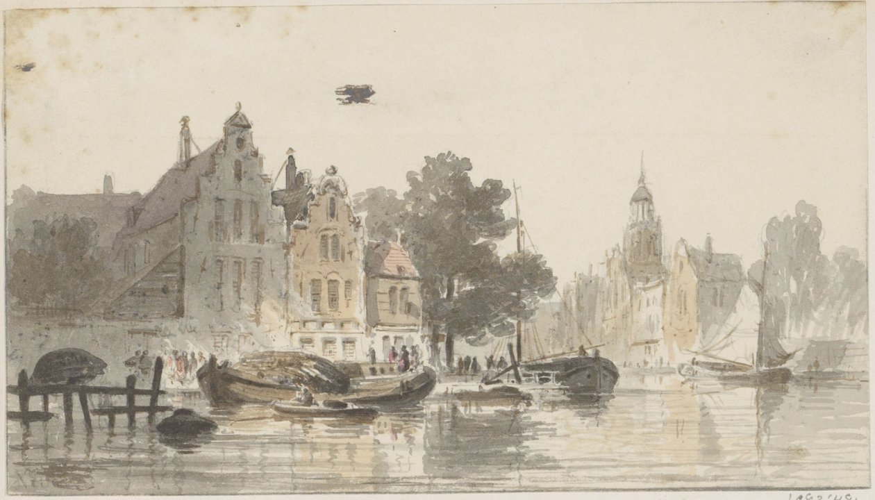 Stadtansicht mit Kanal von Adrianus Eversen