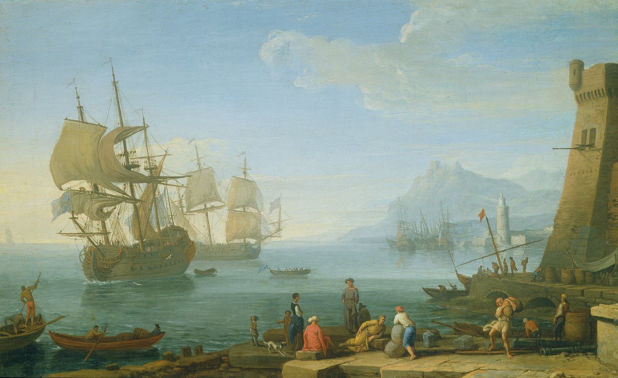 Mittelmeerhafen-Szene von Adrien Manglard