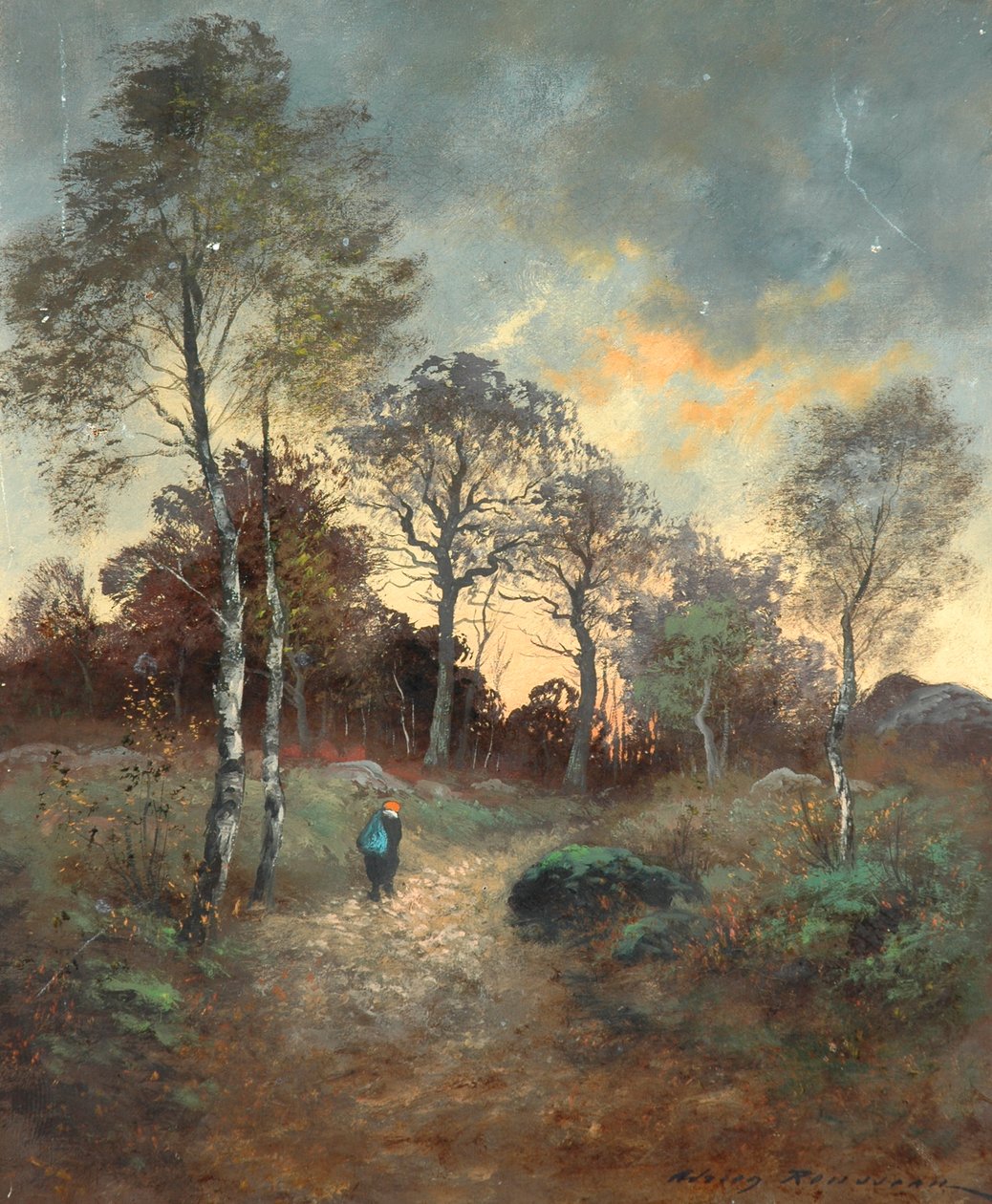 Figur, die durch einen Wald geht von Adrien Rousseau
