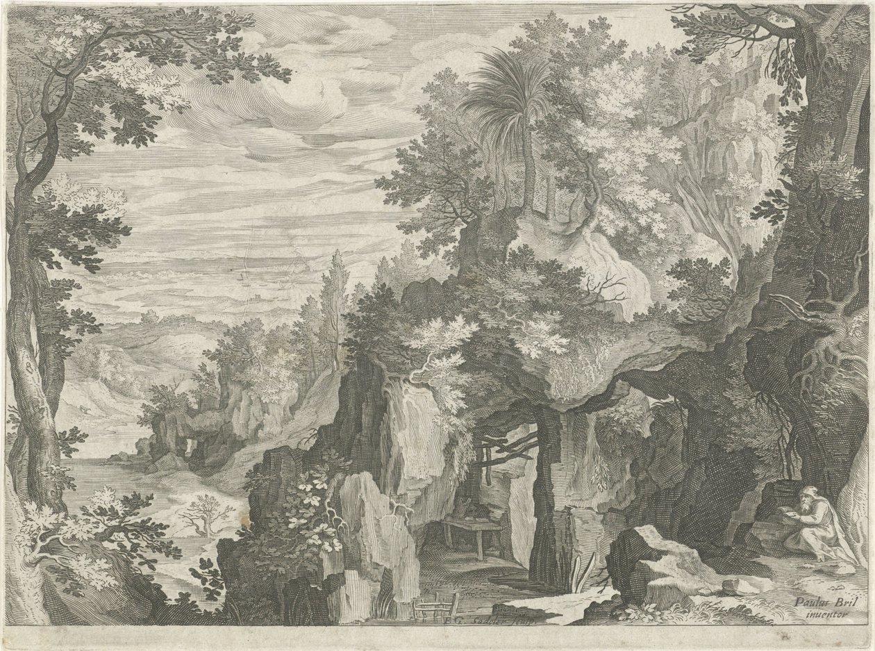 Berglandschaft mit einem Einsiedler von Egidius  Sadeler (II)