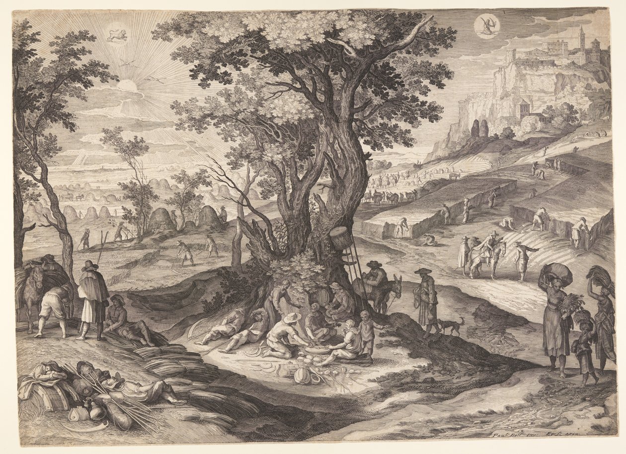 Juli/August, aus Die zwölf Monate von Aegidius Sadeler II