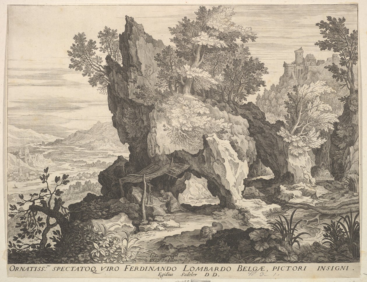 Felsige Landschaft mit St. Hieronymus von Aegidius Sadeler II