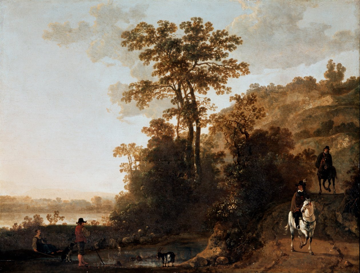 Abendritt an einem Fluss von Aelbert Cuyp