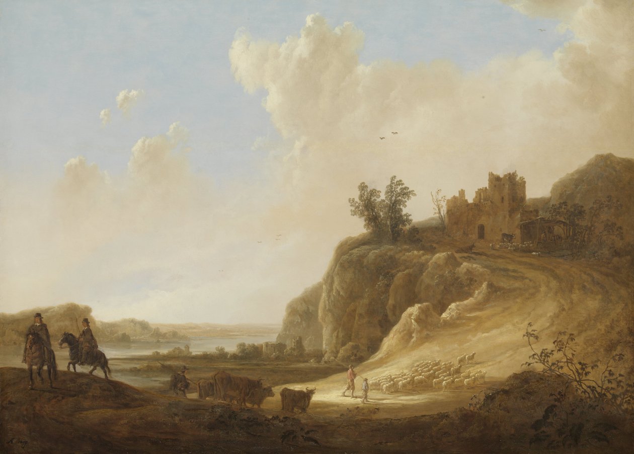 Berglandschaft mit Burgruine von Aelbert Cuyp