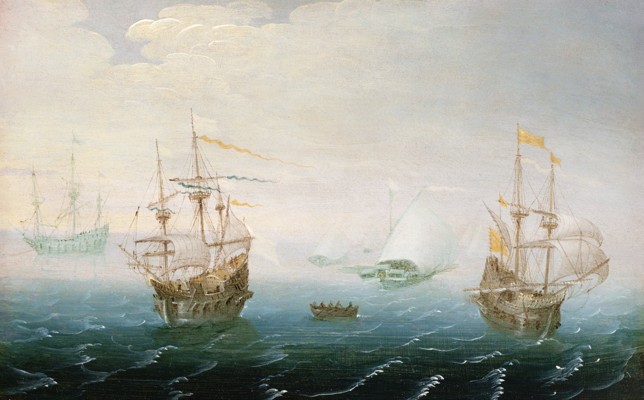 Schiffe auf stürmischer See von Aert van Antum