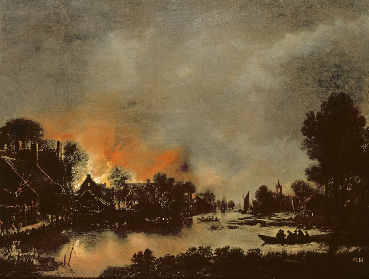 Dorf in Flammen von Aert van der Neer