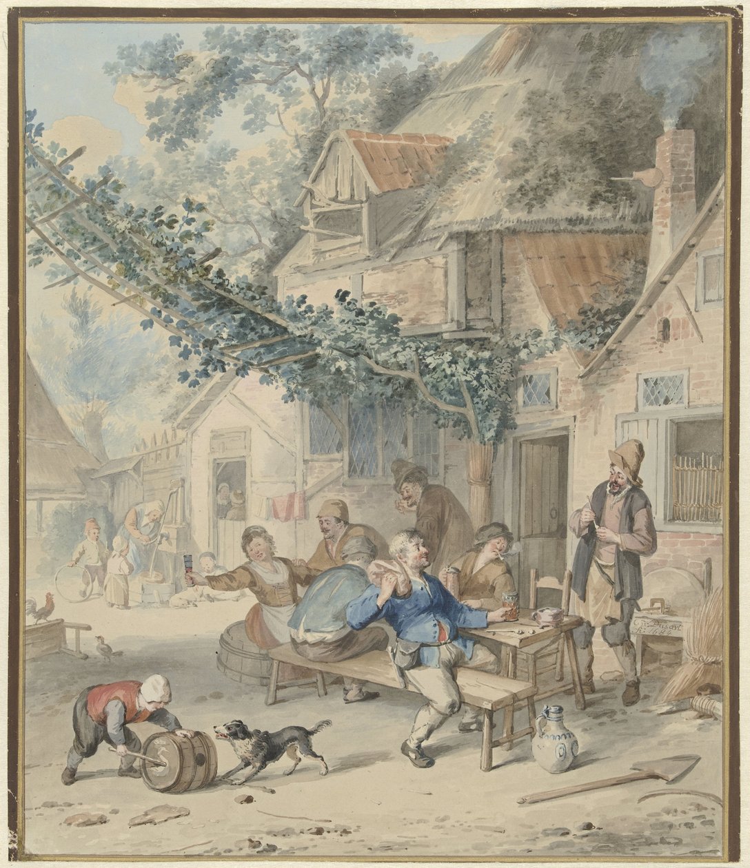 Fröhliche Gesellschaft bei einem Gasthaus von Aert Schouman