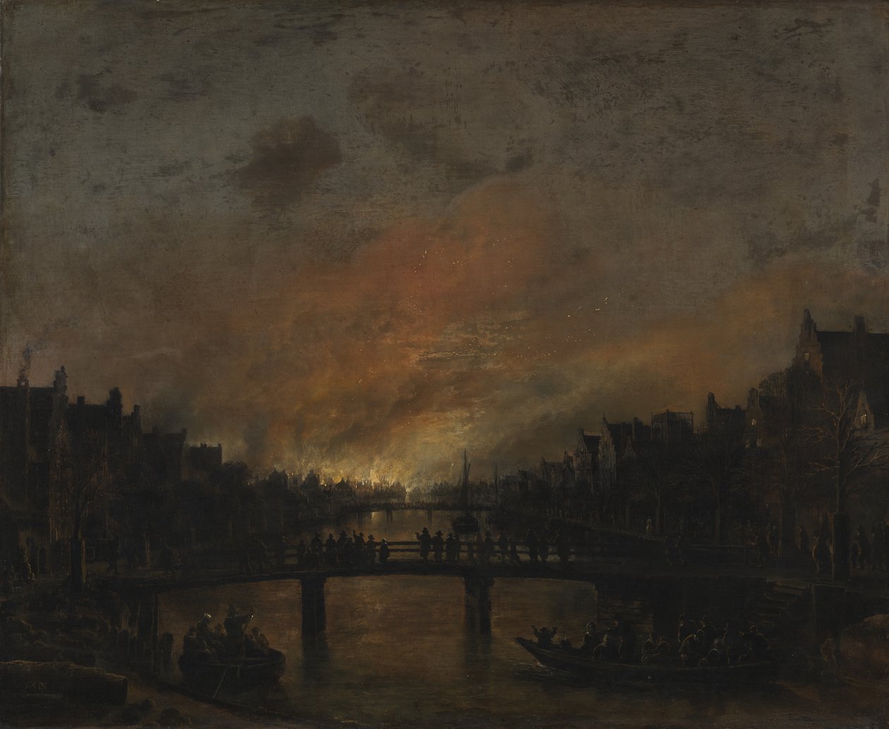 Feuer in Amsterdam bei Nacht von Aert van der Neer