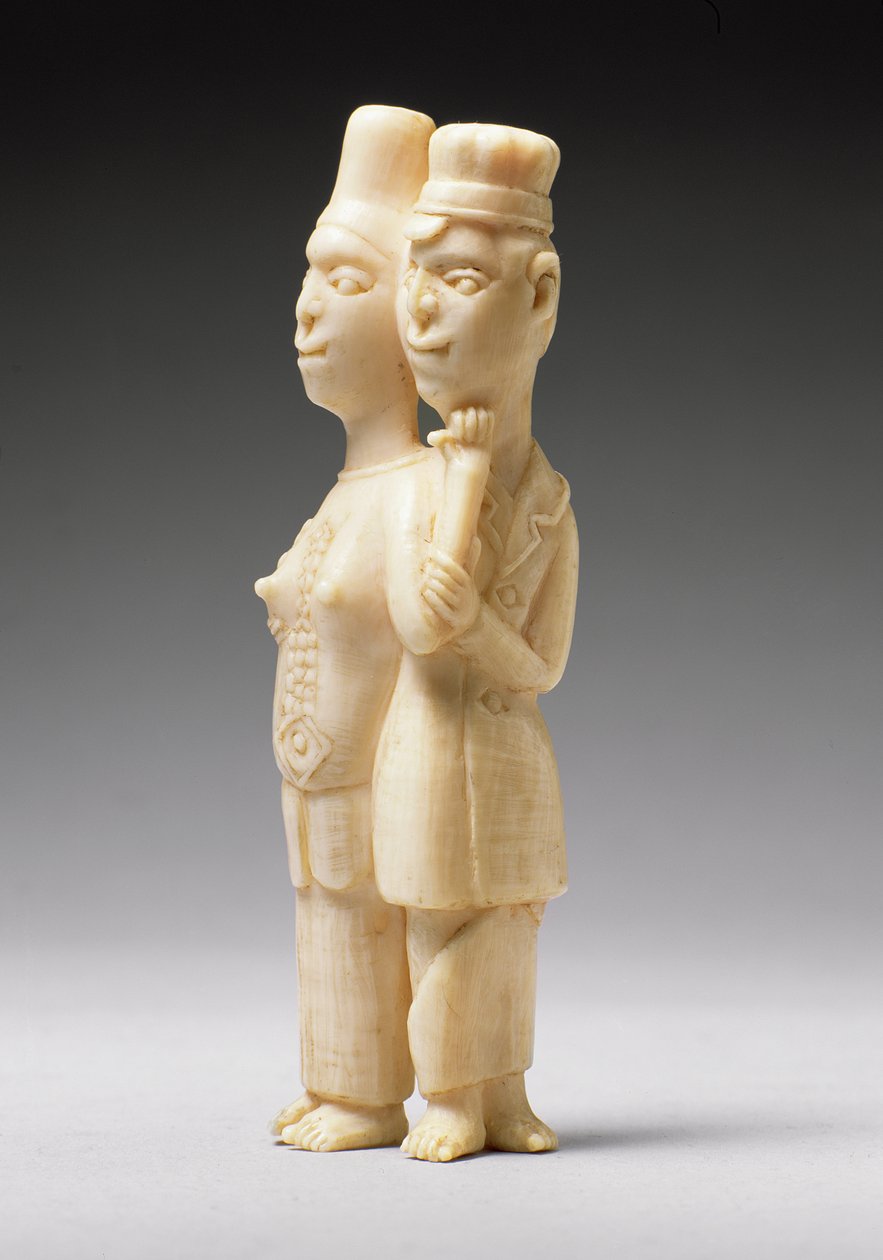 Figuren eines Mannes in europäischer Kleidung und einer afrikanischen Frau, Kongo von African
