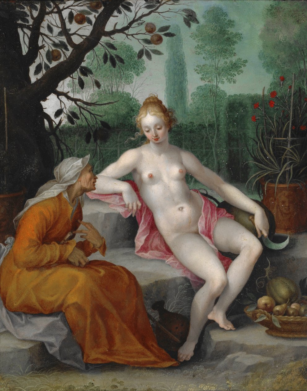 Vertumnus und Pomona von after Abraham Bloemaert
