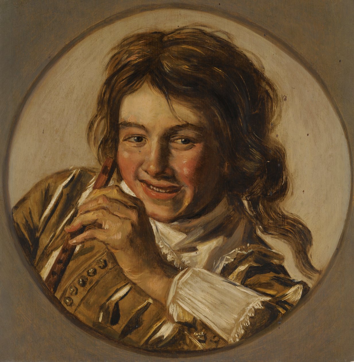 Lachender Junge mit Flöte von After Frans Hals