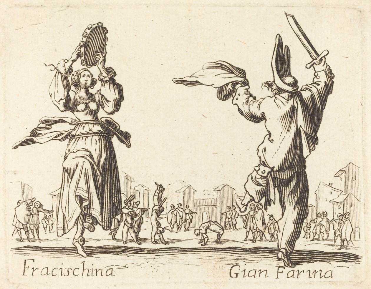 Fracischina und Gian Farina von After Jacques Callot